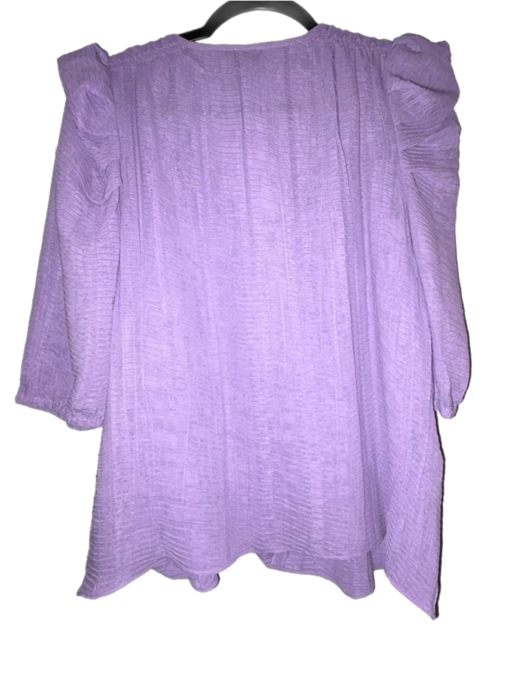 Current Air Lavender Textured V-Neck Ruffle Shoulder Blouse - Picture 3 of 6